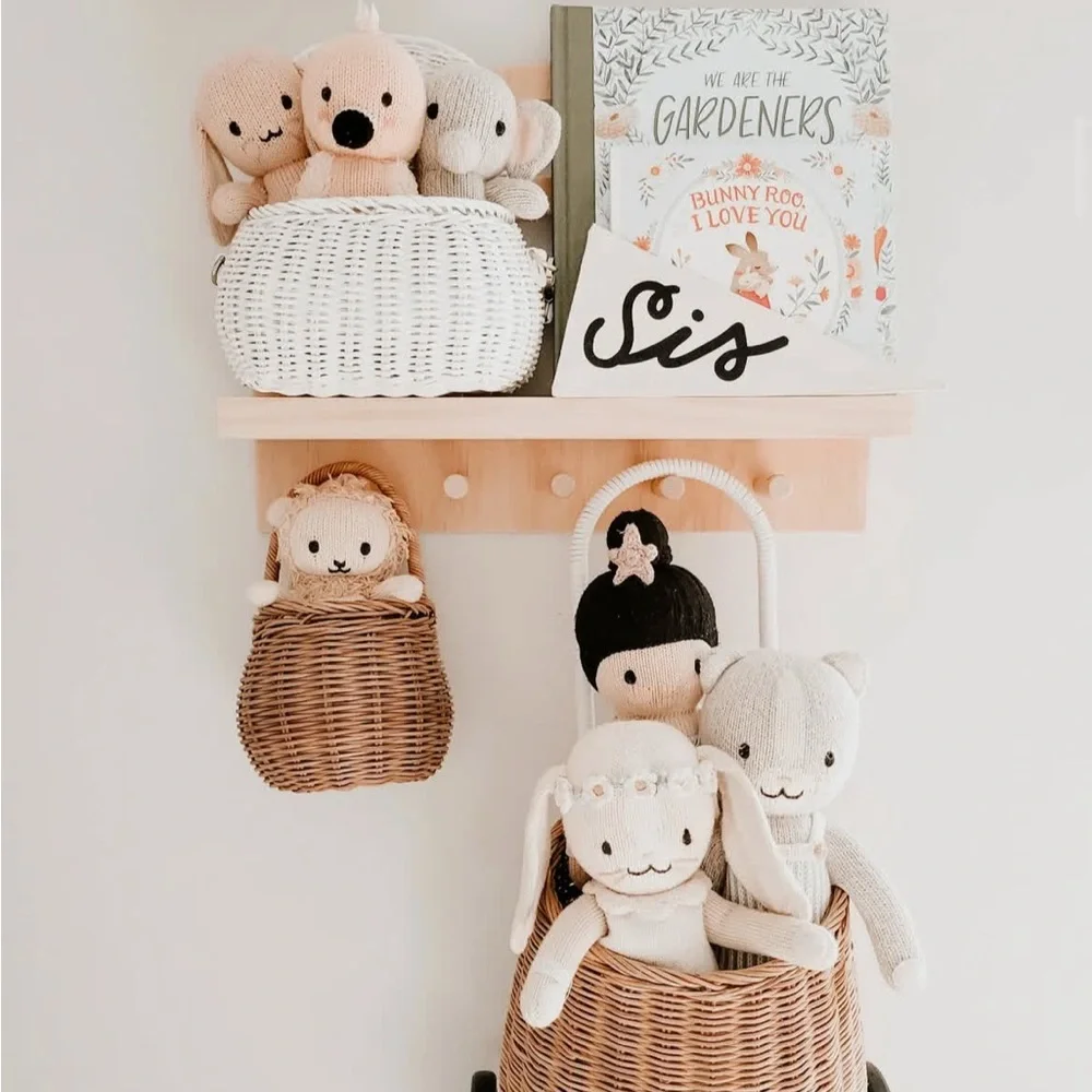 NEW Cloud Island Natural Wood Rainbow Wall Display Nursery Shelf with Hooks